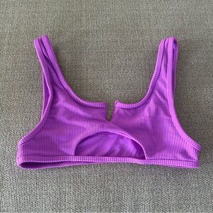 NWOT Frankie's Bikinis Purple Ribbed Bikini Top